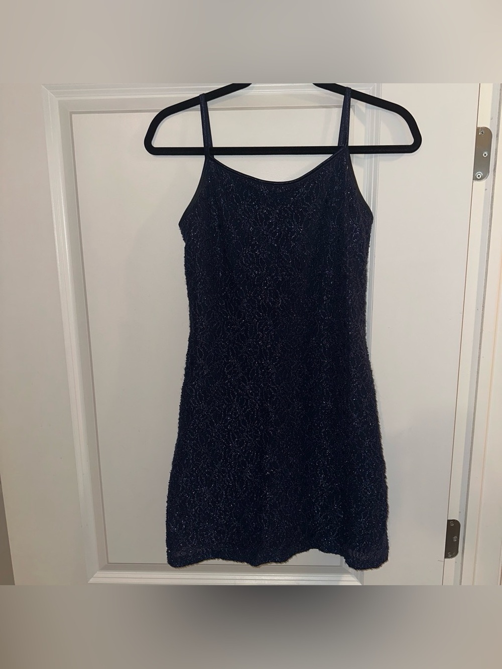 Byer Too California Navy Blue Dress with Floral Texture